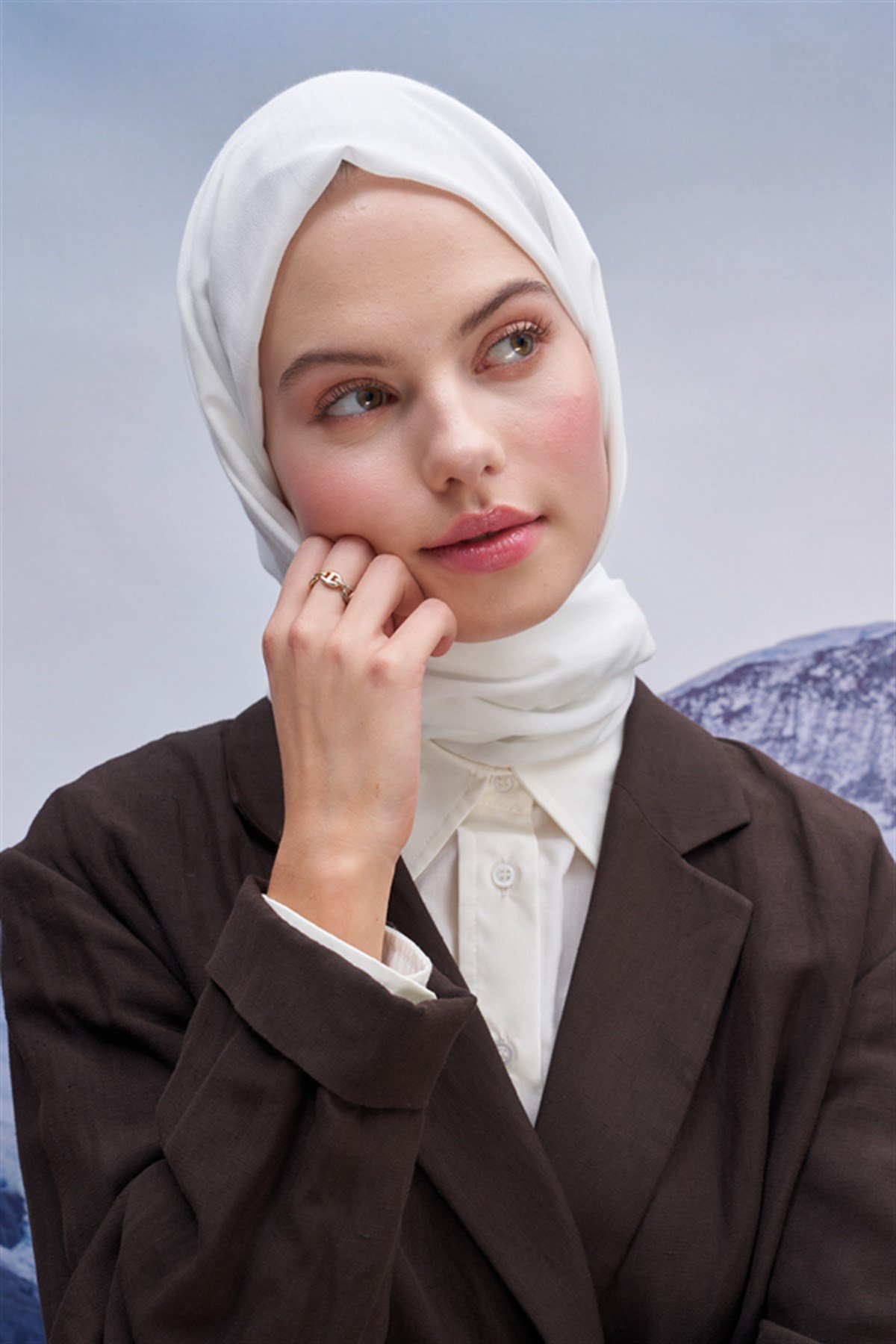 Kare Modal Jakar Şal Ekru