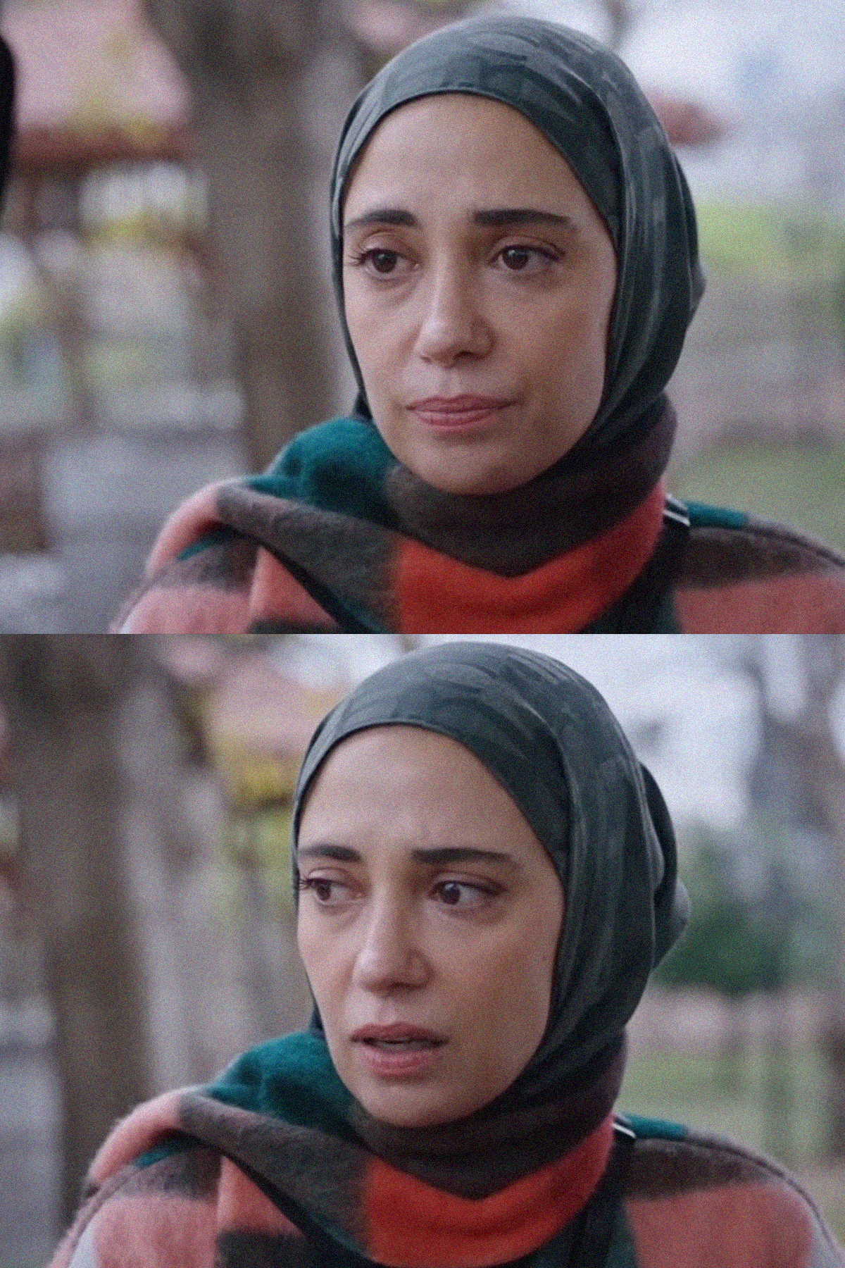 Kızılcık Şerbeti Nursema'nın Tercihi Yazı Desen Jakar İtalyan İpekli Şal Haki