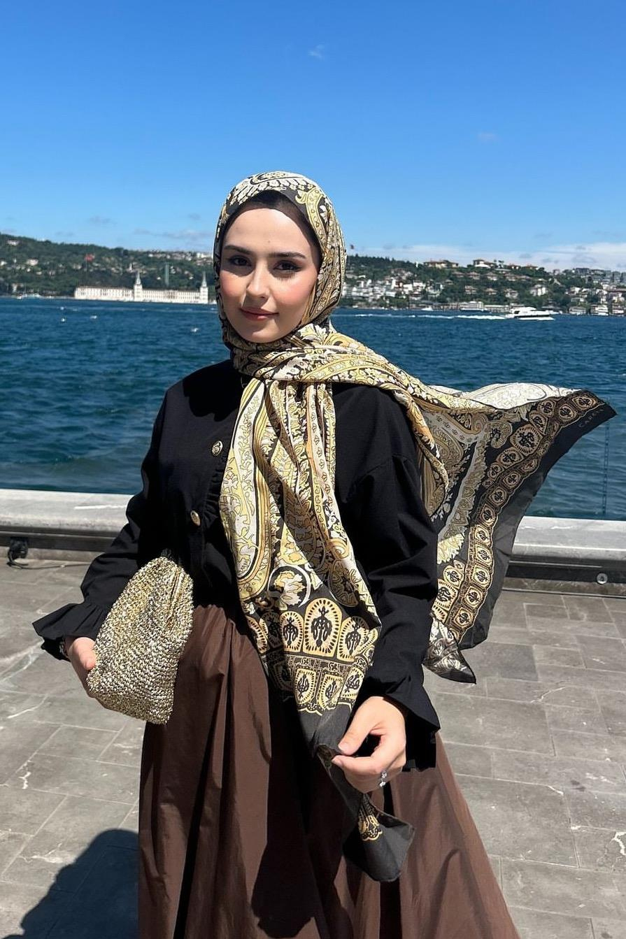 Merve'nin Tercihi Desert Kahve Comfy İpek Şal