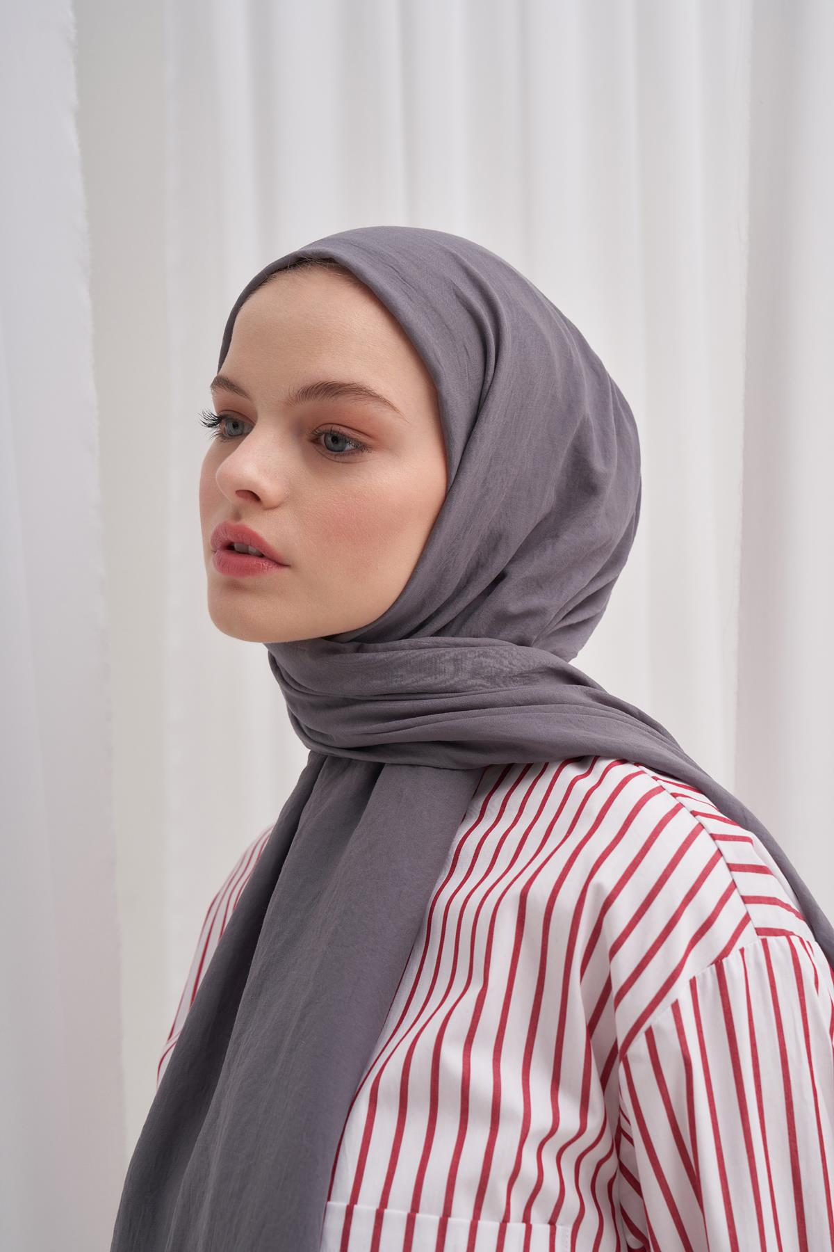 Organik Kırışık Şal Gri