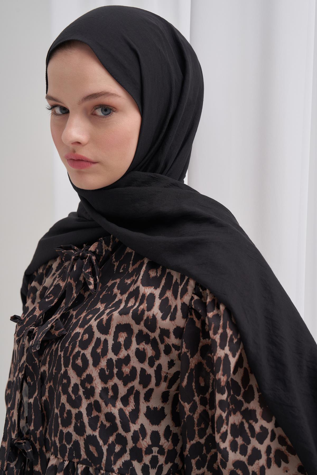 Organik  Kırışık  Şal Siyah