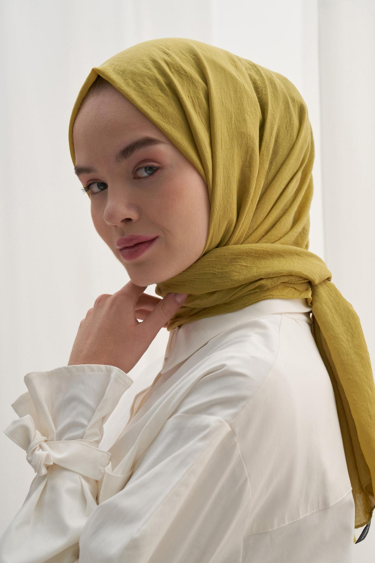 Organik pamuk Şal Hardal