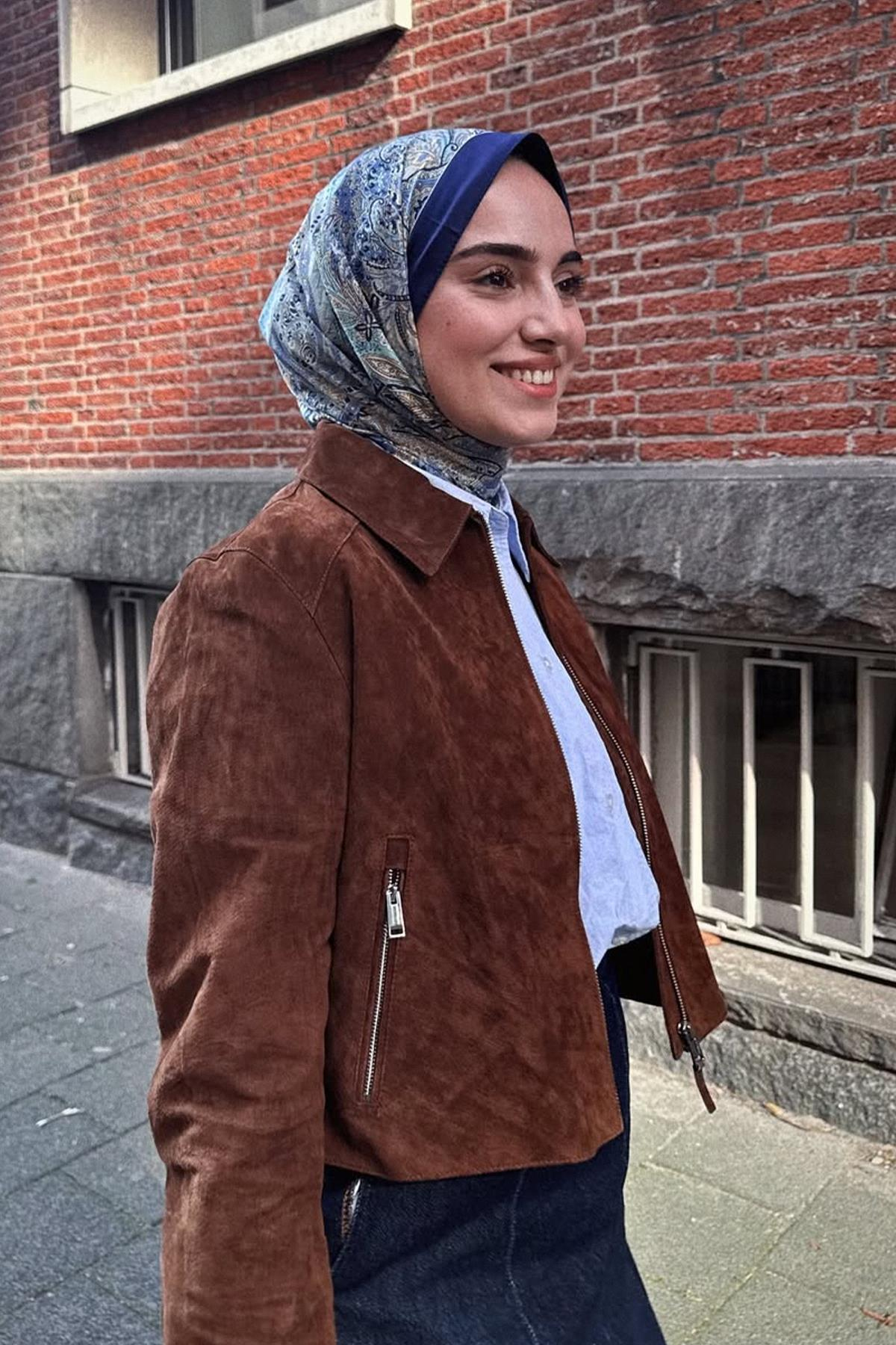 Rabia Çetinkaya'nın Tercihi Nilla Pamuklu Şal Cappadocia Mavi