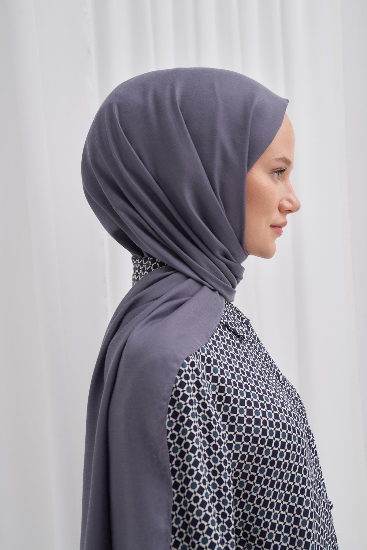 Şantuk Çift Taraflı  İpekli Şal Gri