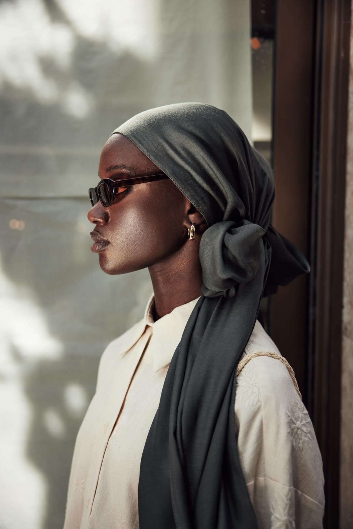 Şantuk Çift Taraflı  İpekli Şal Haki