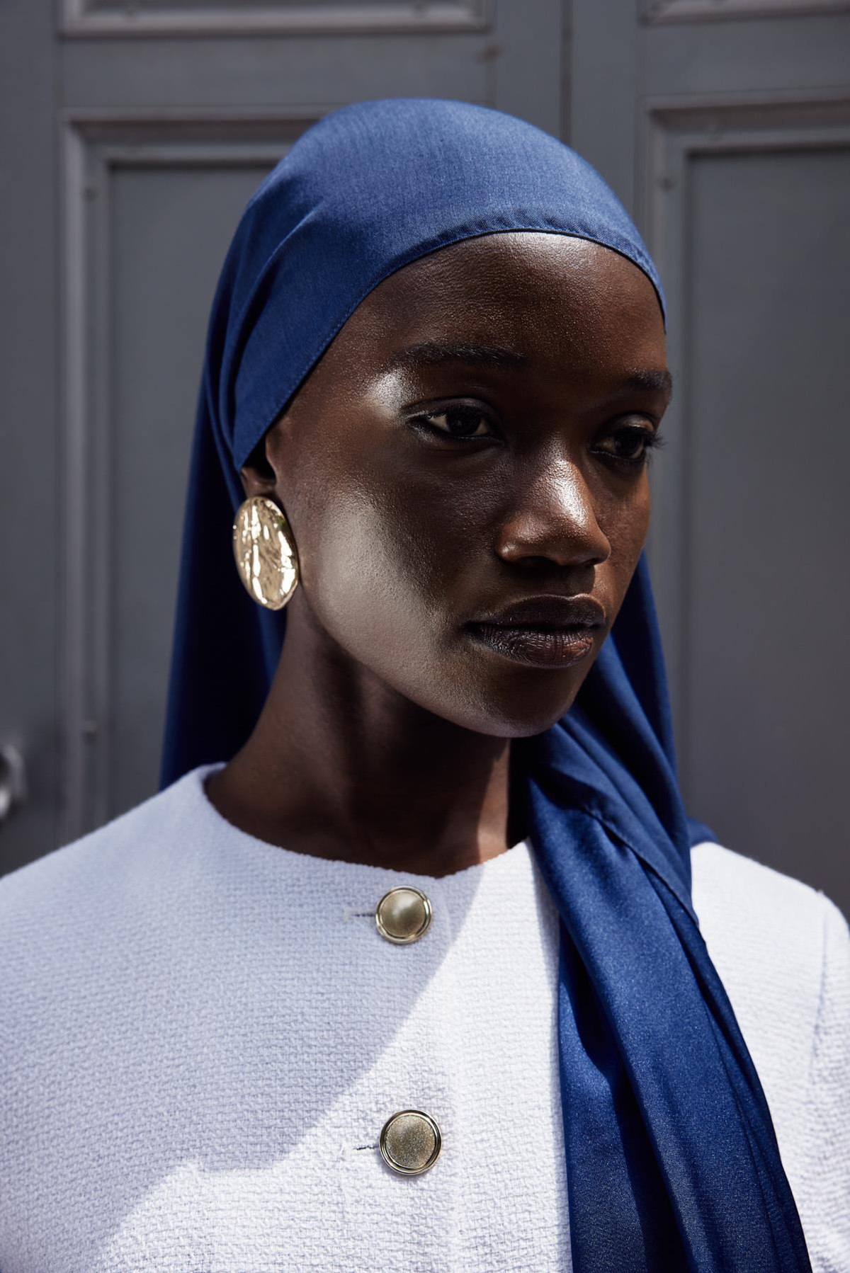 Şantuk Çift Taraflı İpekli Şal İndigo