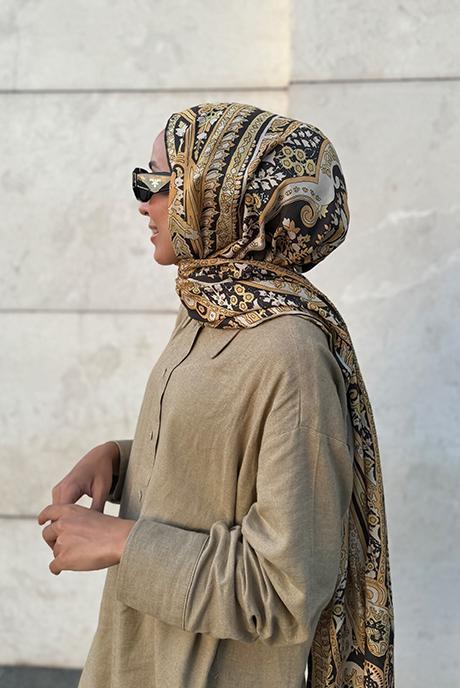 Seda Demir'in Tercihi Desert Kahve Comfy İpek Şal