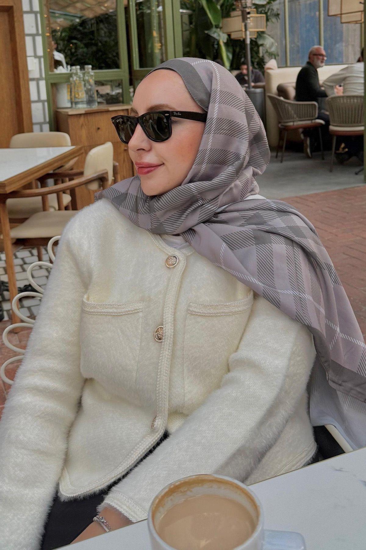 Sibel'in Tercihi Echo Pamuk Şal Cuadros Küllü Kahve