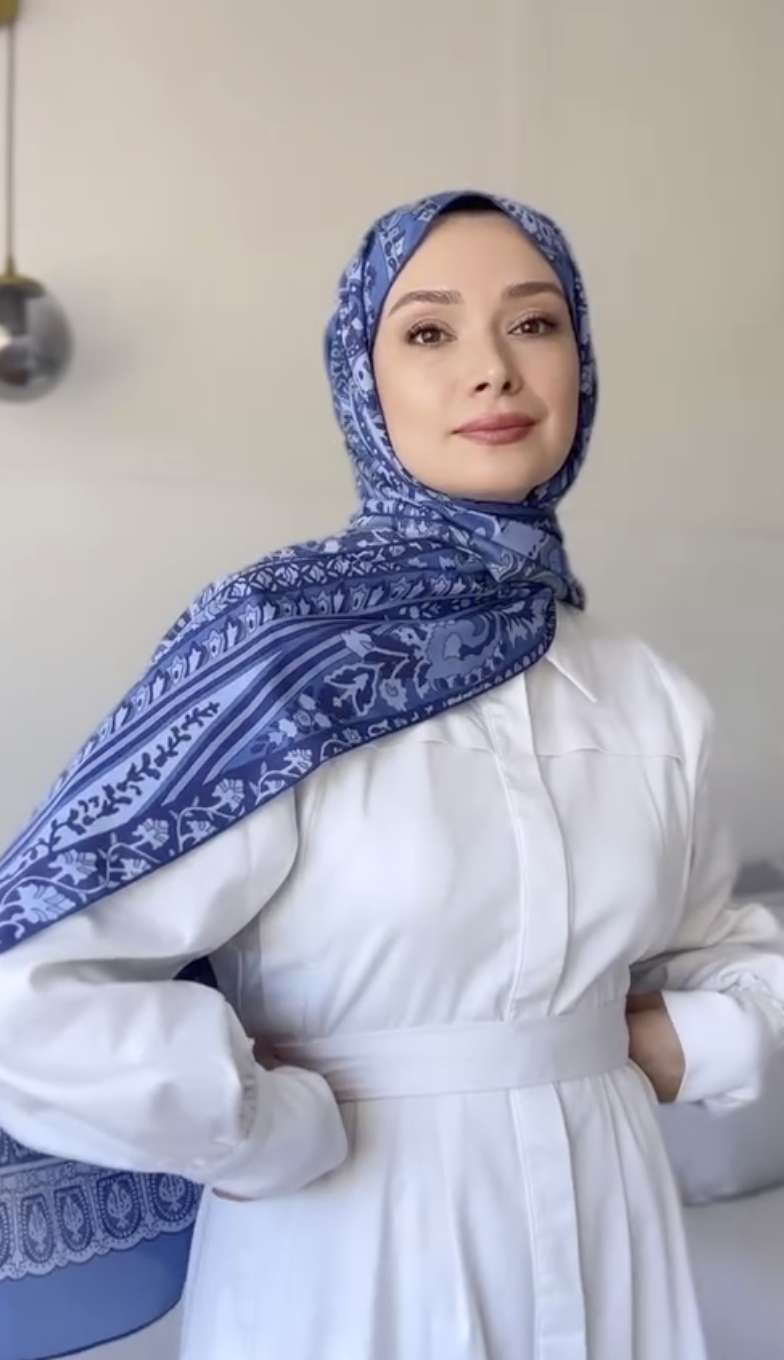 Şüheda'nın Tercihi Night İndigo Comfy İpek Şal