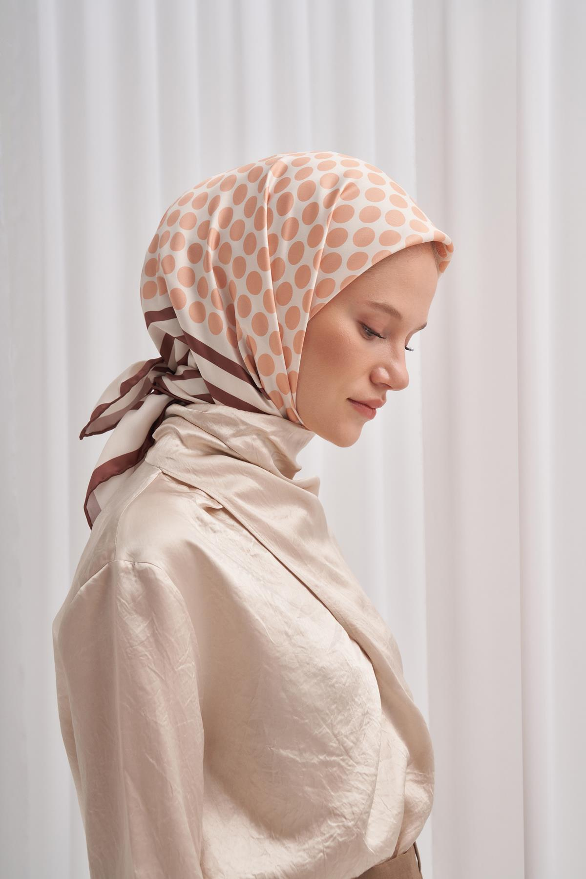 Twill Eşarp Dalee Desen Vizon