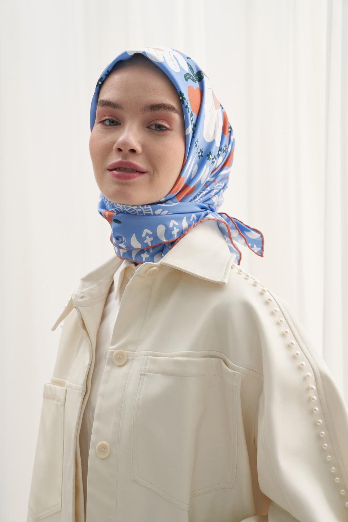 Twill Eşarp Manolya Mavi