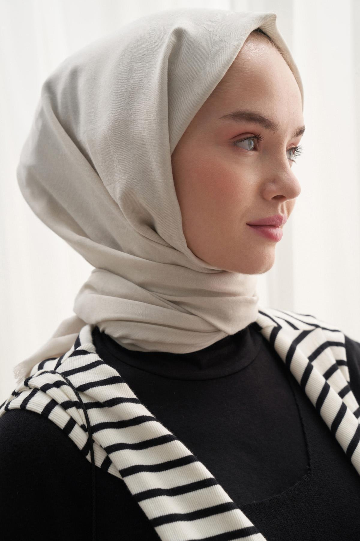 Vence Çift Taraflı Mio Desen İpek Şal Gümüş