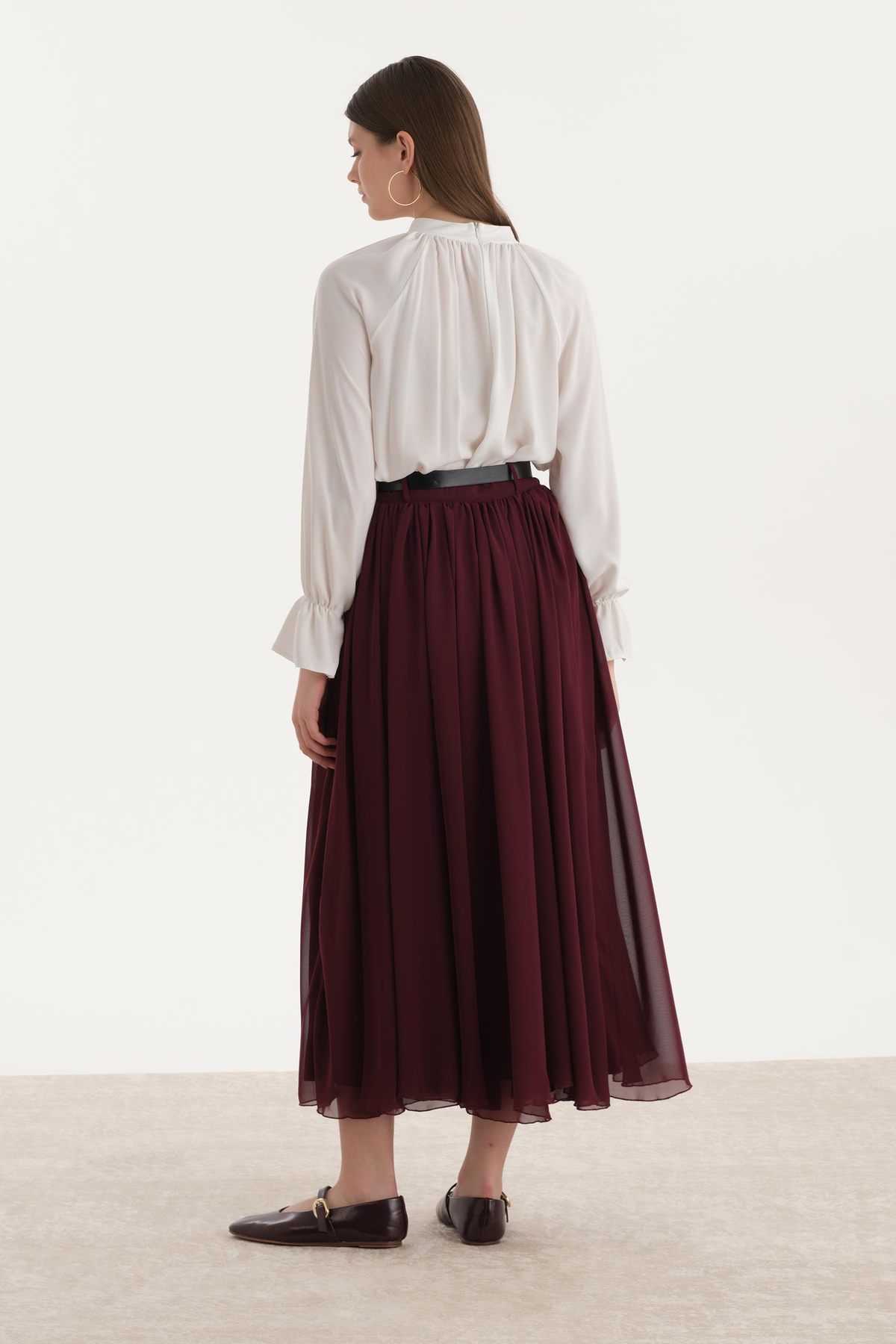 Astarlı Şifon Etek Bordo