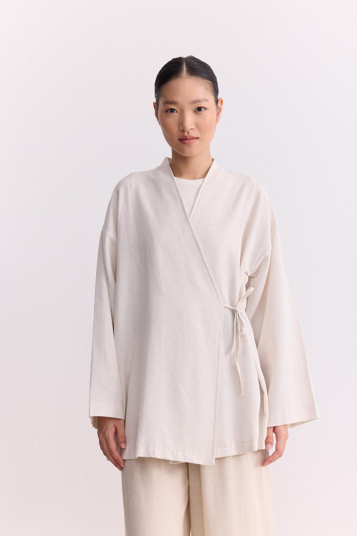 Keten Kruvaze Kapama Kimono