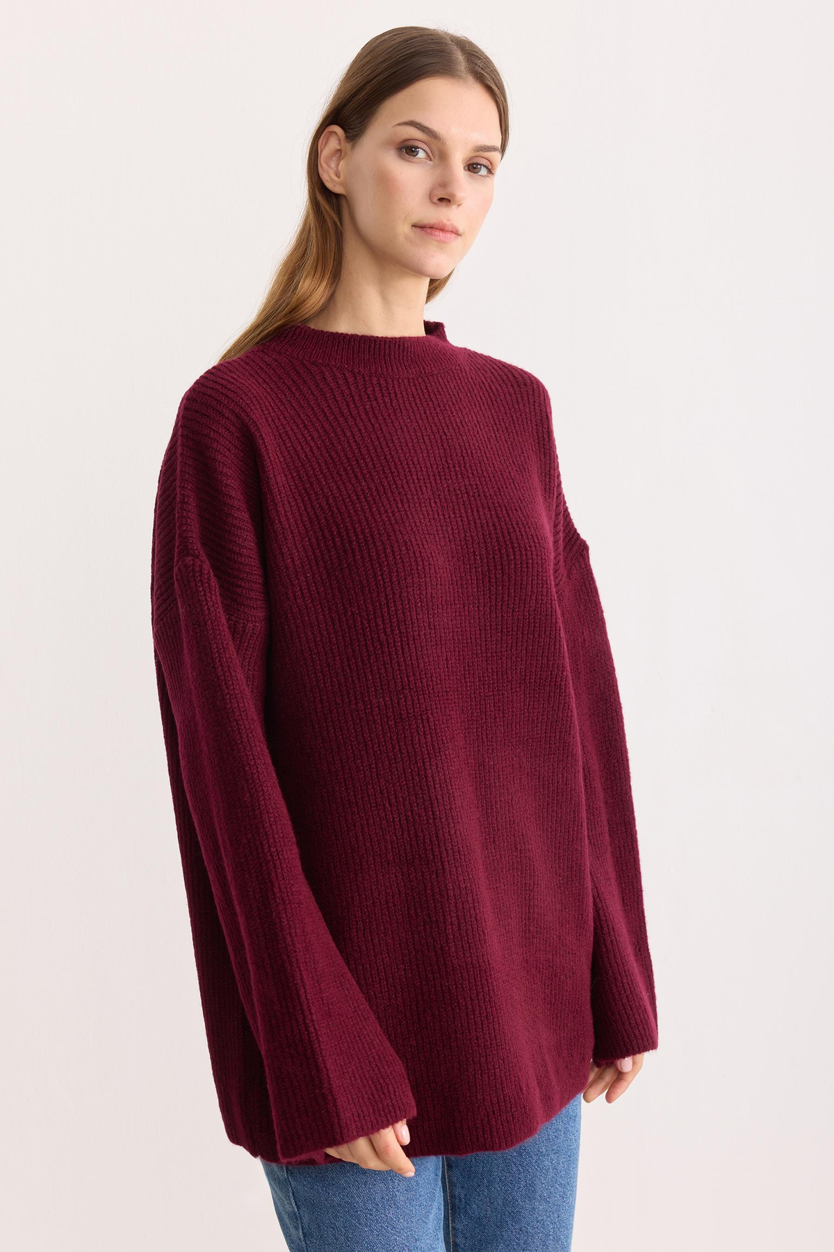 Kobe Oversize Triko Kazak Bordo
