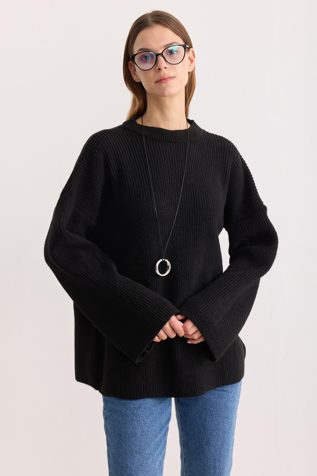 Kobe Oversize Triko Kazak Siyah