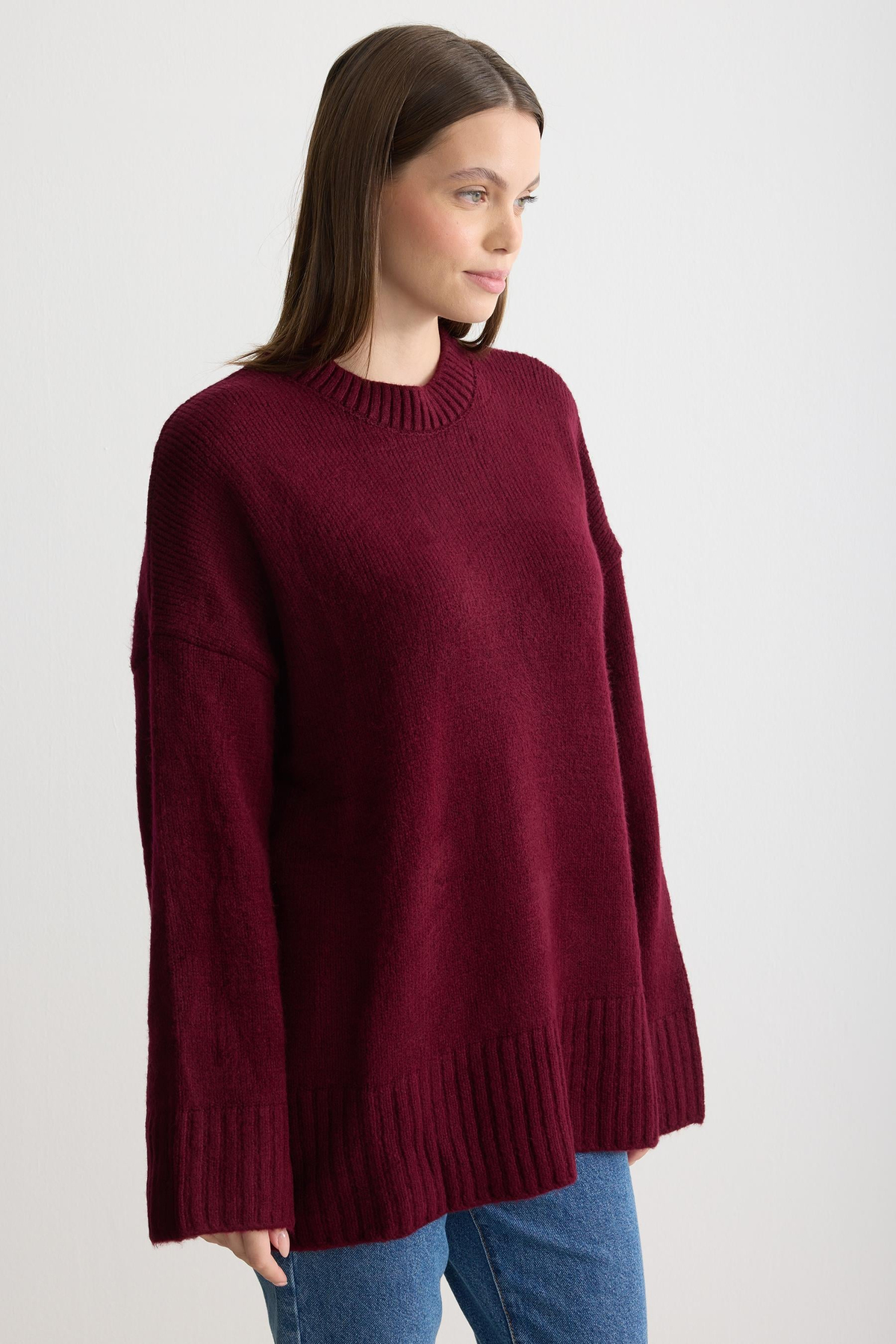 Oversize Triko Kazak Bordo