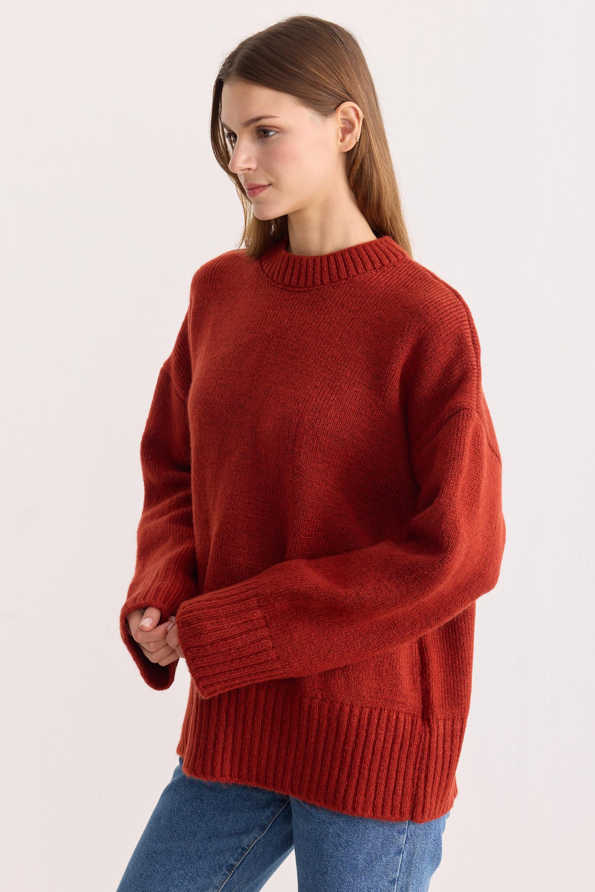 Oversize Triko Kazak Kiremit