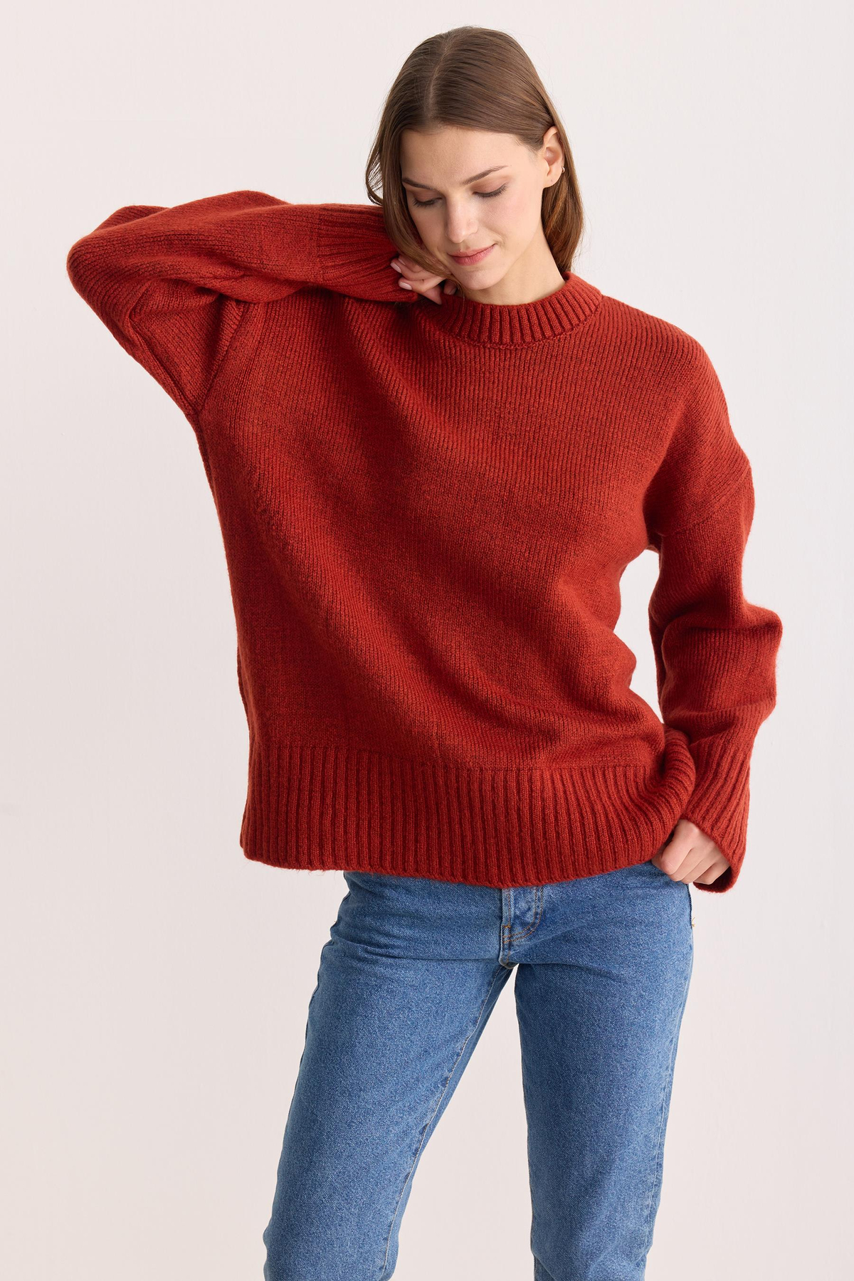 Oversize Triko Kazak Kiremit