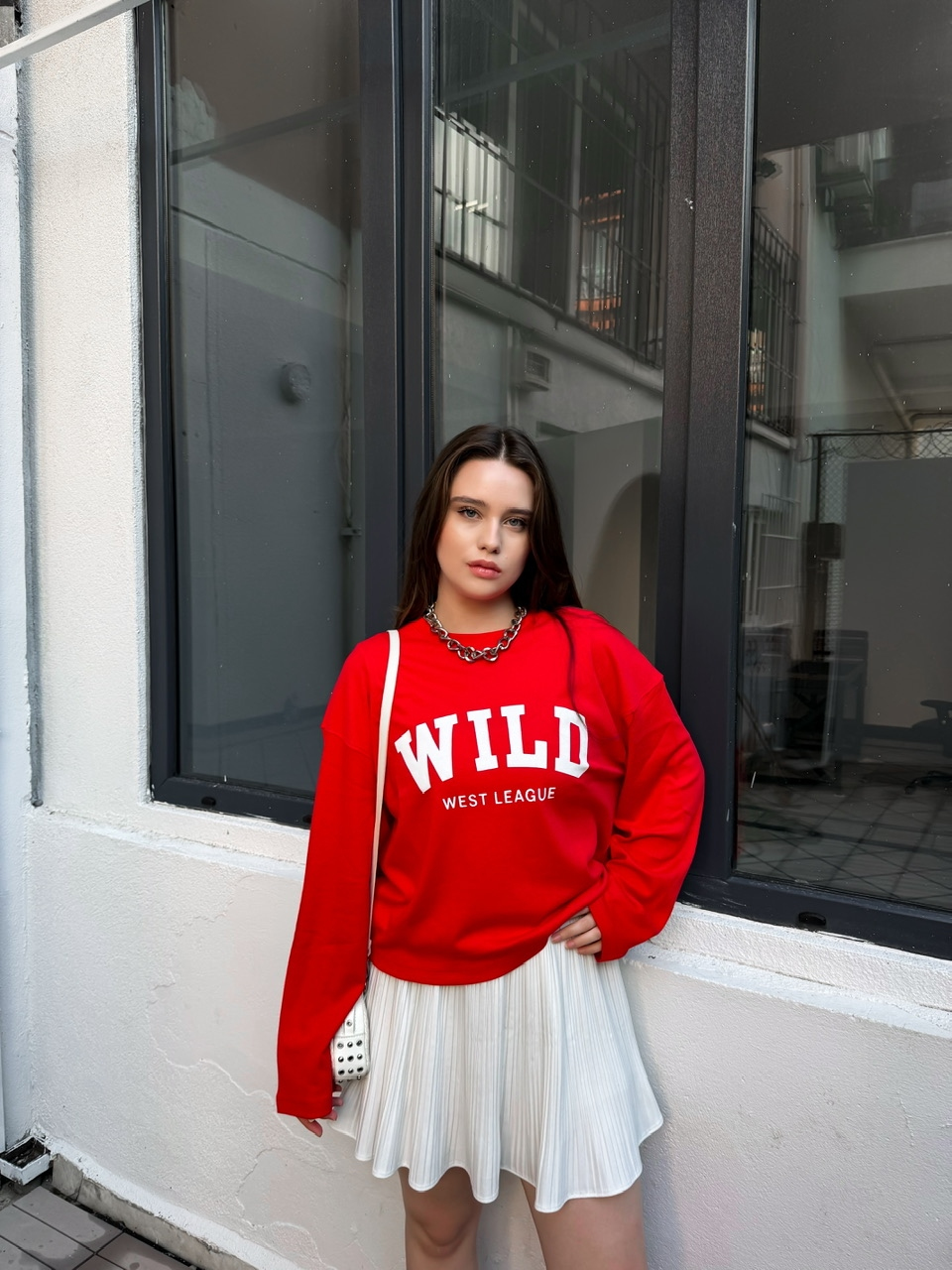  Kırmızı Wild West Modal Sweatshirt