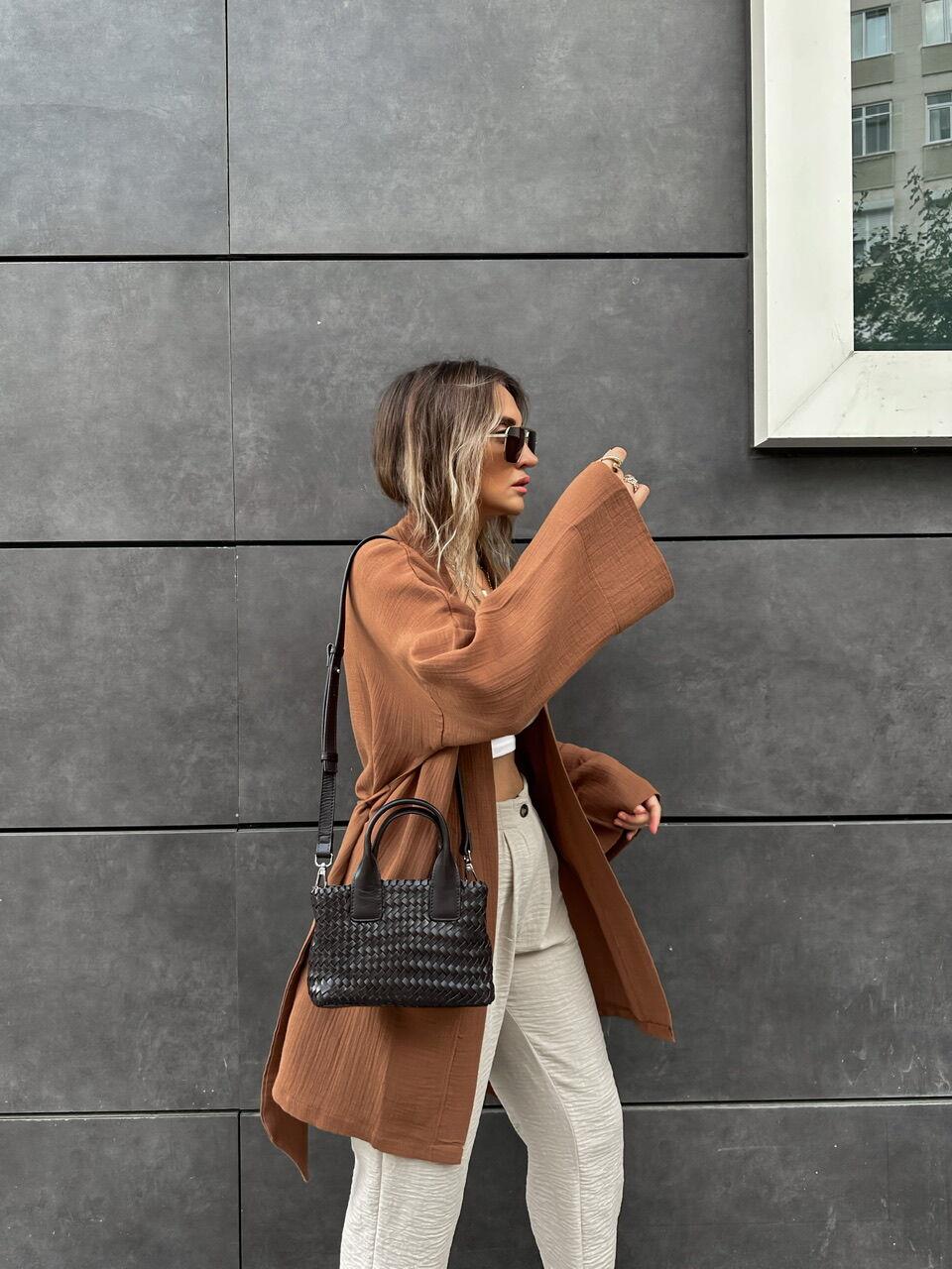 Açık Kahve Müslin Ceket Kimono