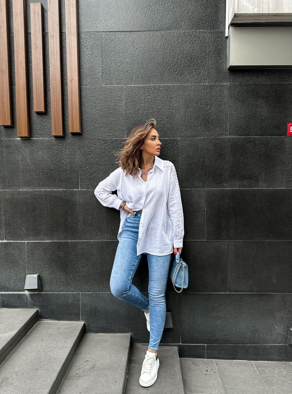 Açık Mavi Likralı Jean