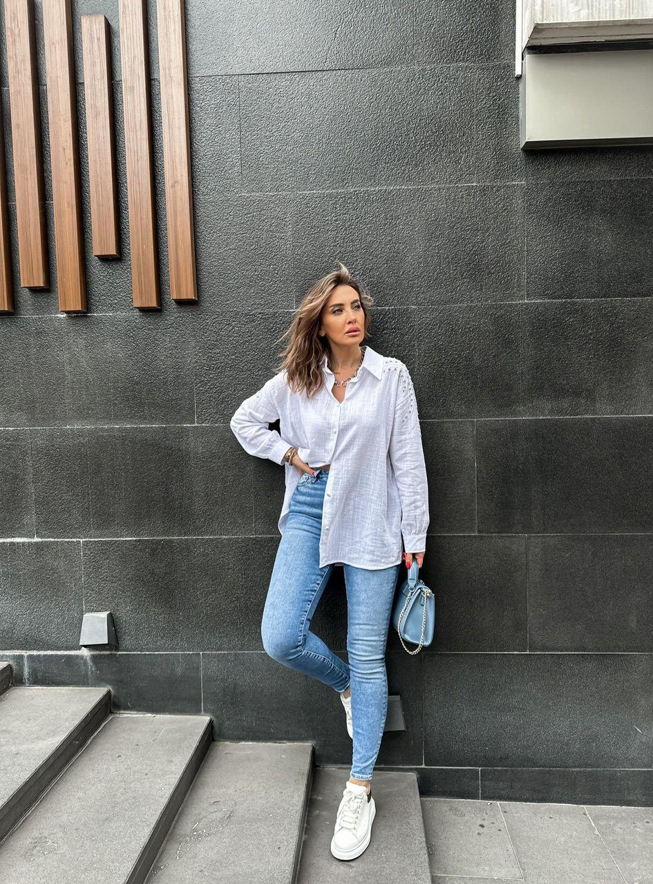 Açık Mavi Likralı Jean