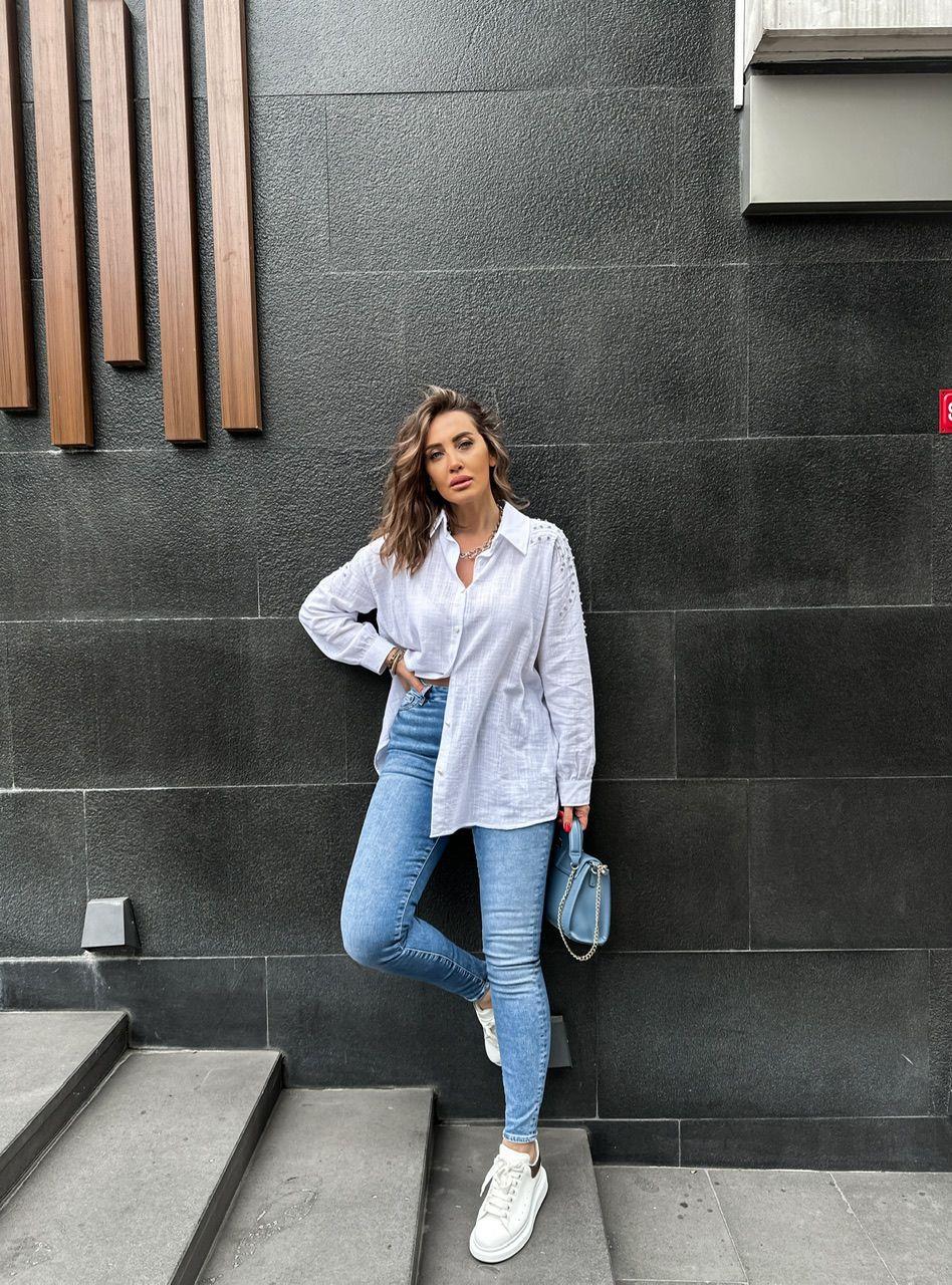 Açık Mavi Likralı Jean