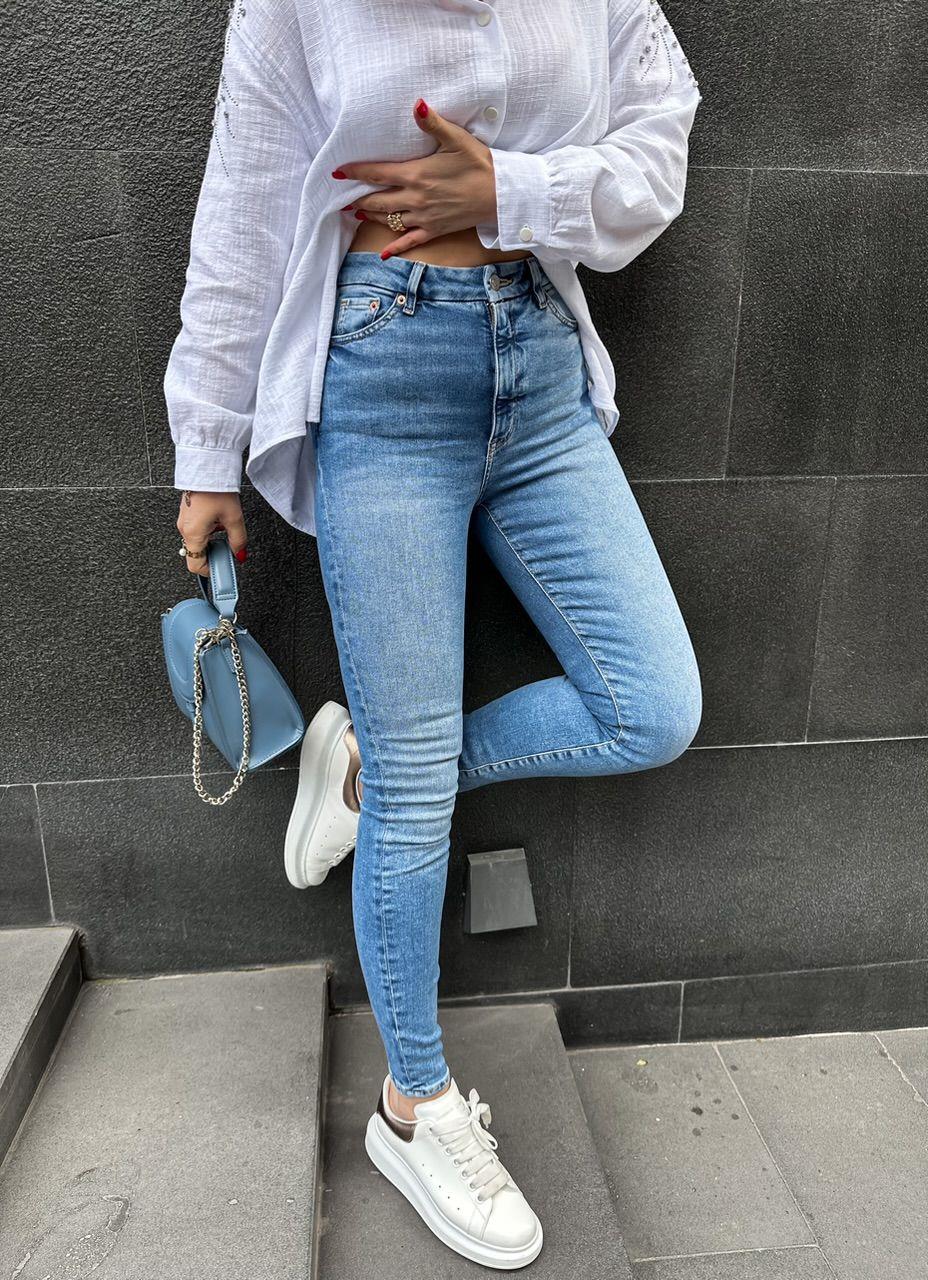 Açık Mavi Likralı Jean