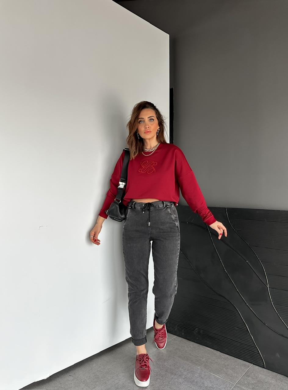 Antrasit Beli İpli Orijinal Jean