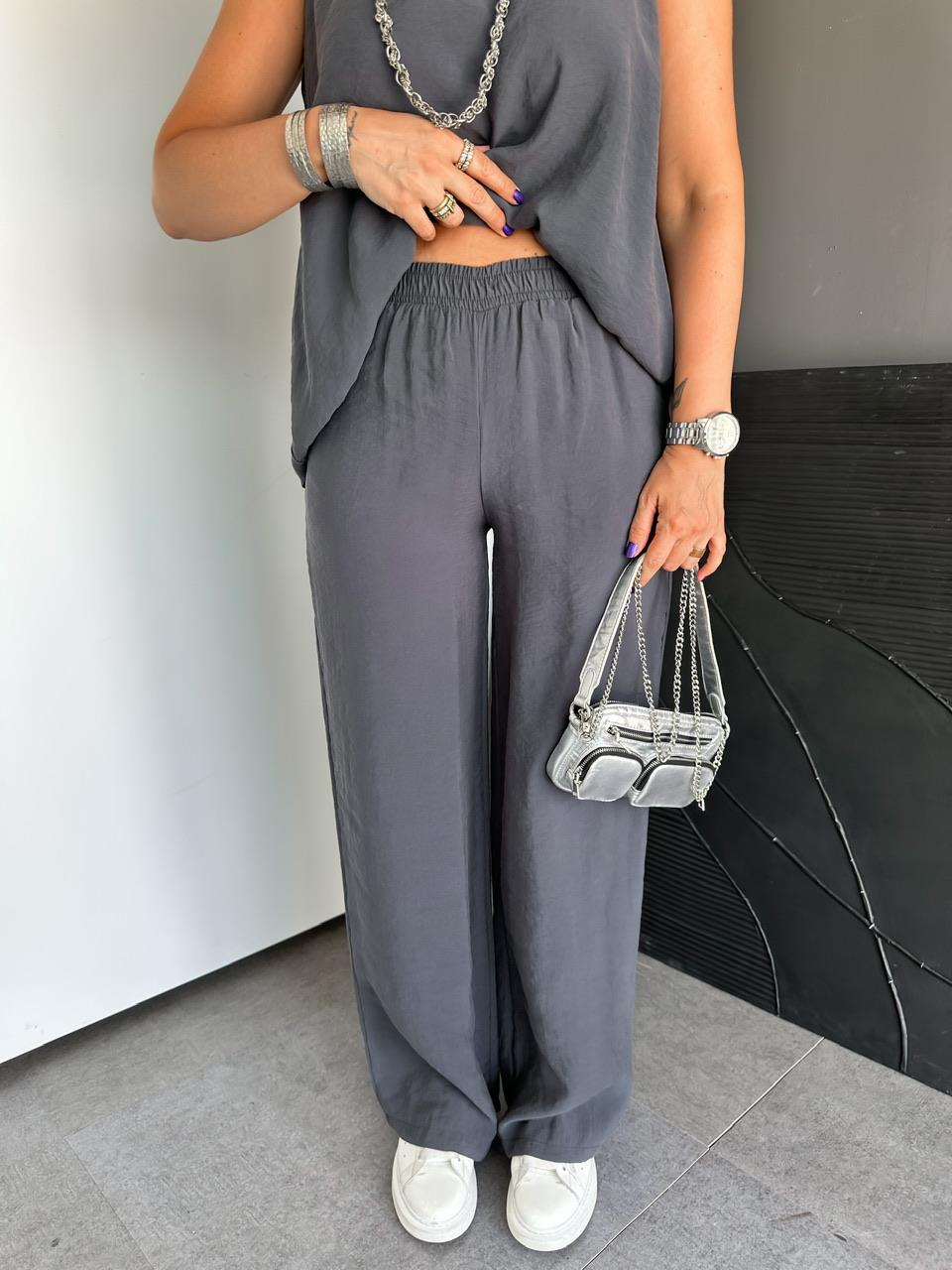 Antrasit Bluz Pantolon Soft Takım