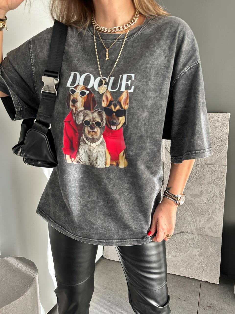 Antrasit Dogue Yıkamalı Tshirt