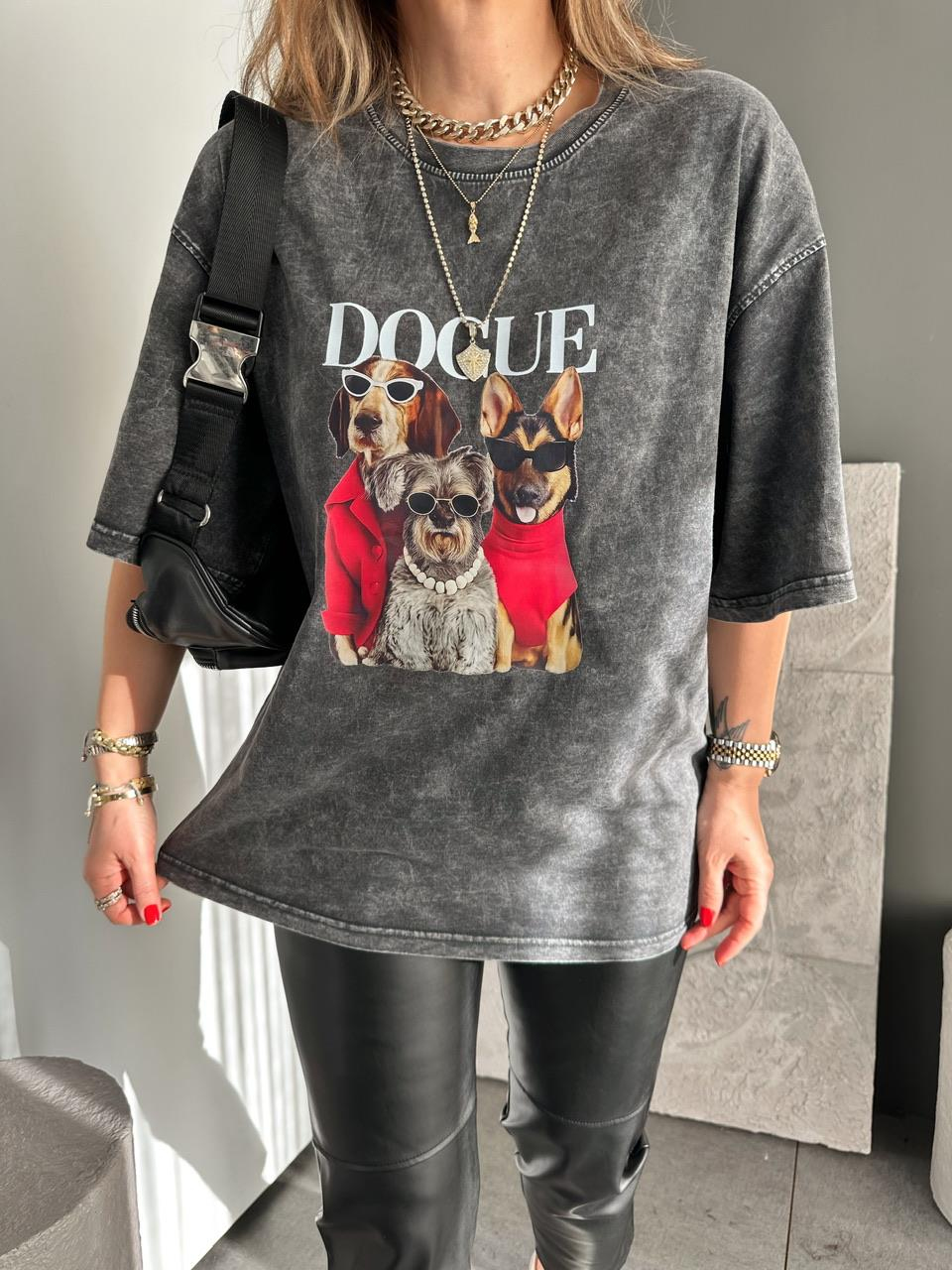 Antrasit Dogue Yıkamalı Tshirt