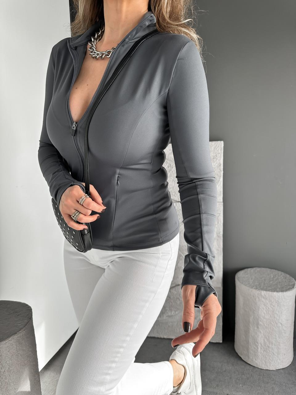 Antrasit Fermuarlı Parmaklı Oysho Sweatshirt