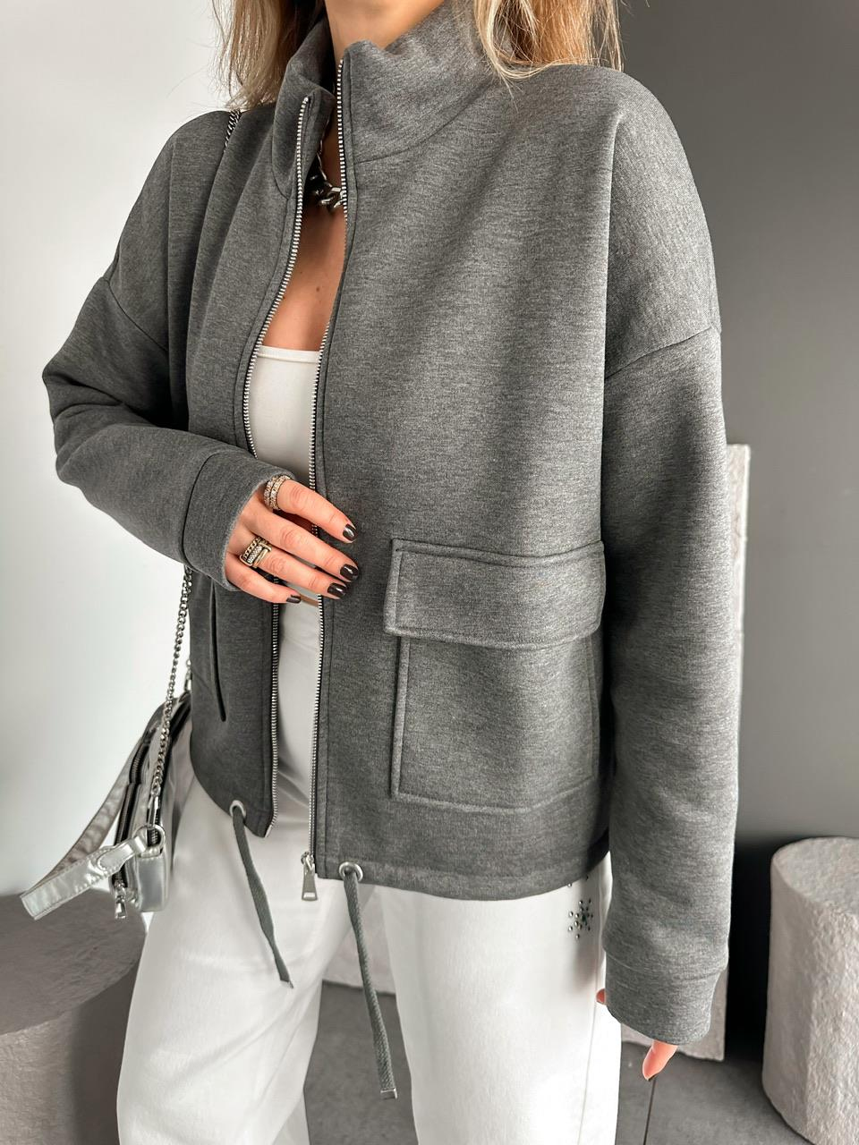 Antrasit Kapak Cepli Şardonlu Sweatshirt