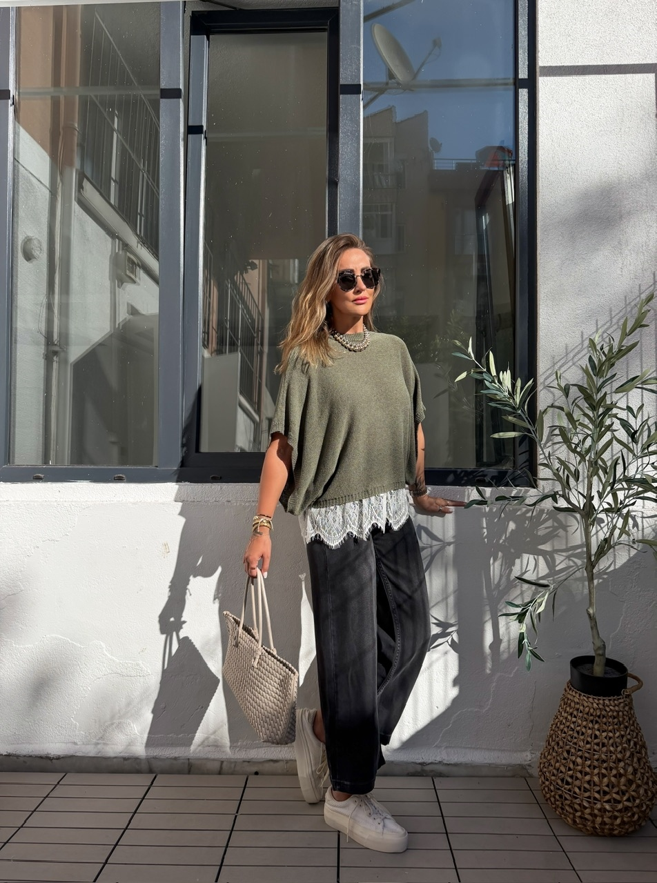 Antrasit Likralı Tensel Culotte Jean