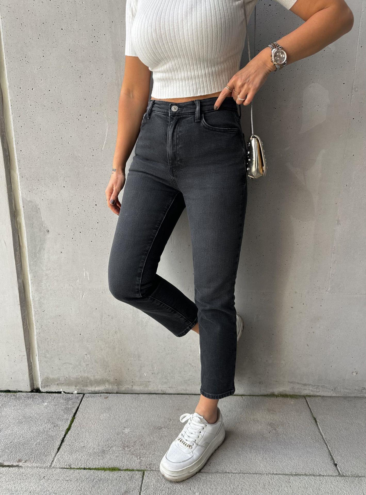 Antrasit Mom Fit Jean