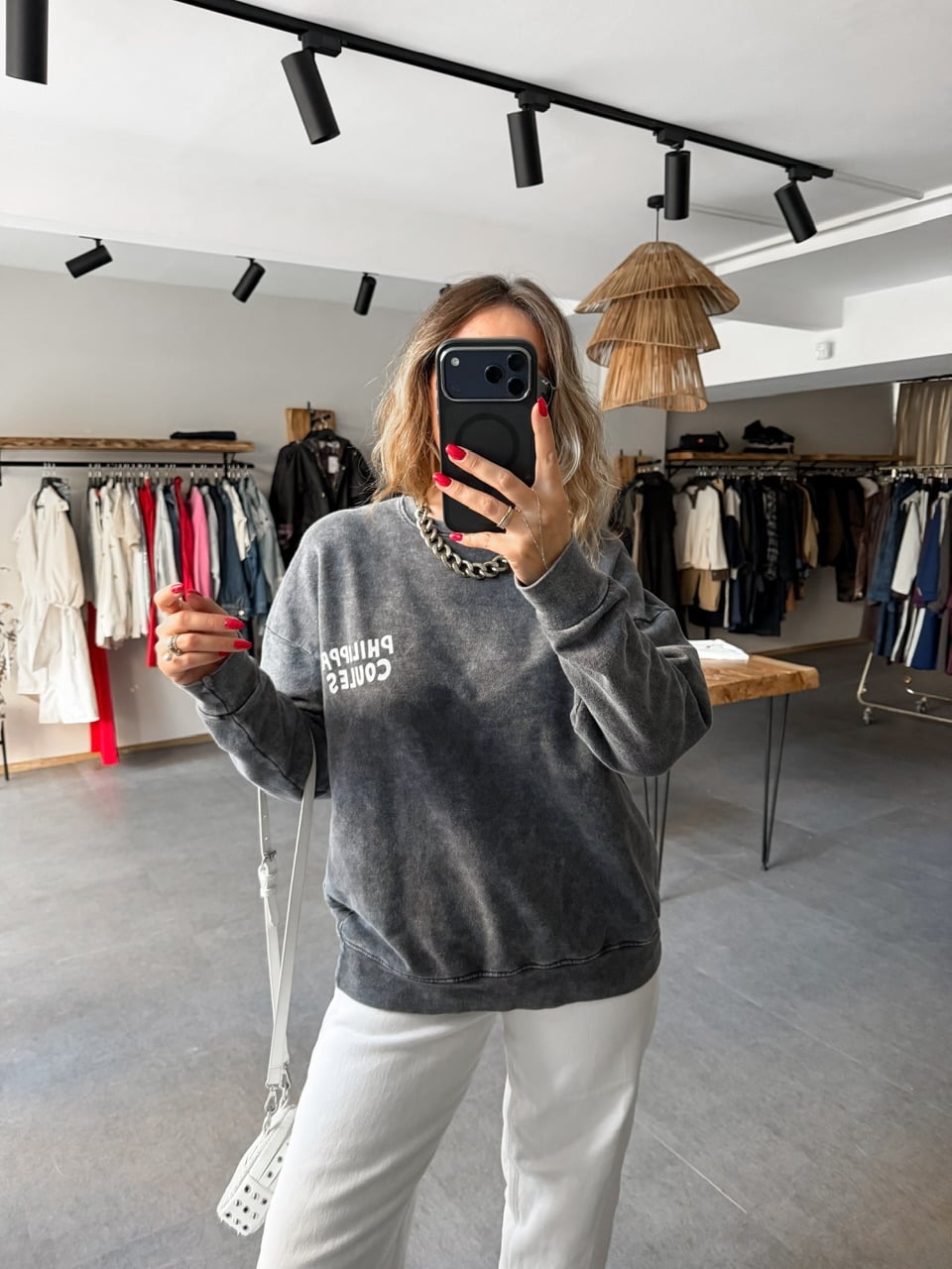 Antrasit Phılıppo Yıkamalı Sweatshirt