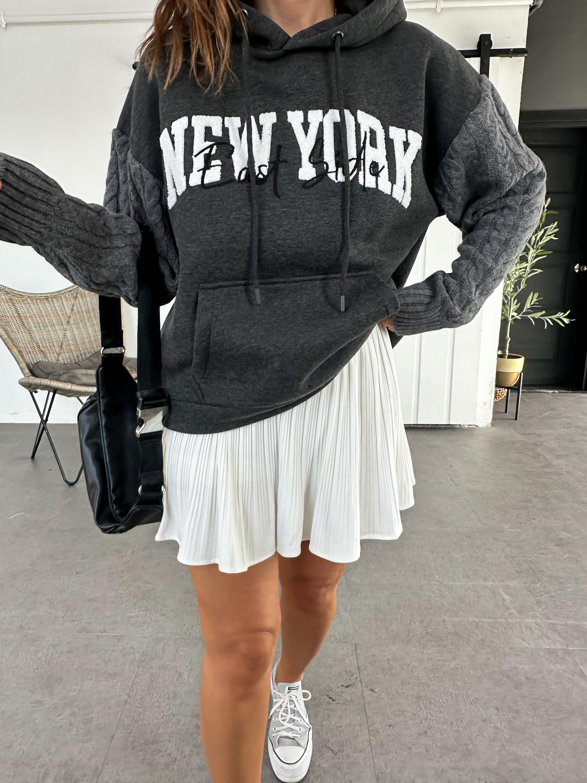 Antrasit Triko Detaylı Sweatshirt