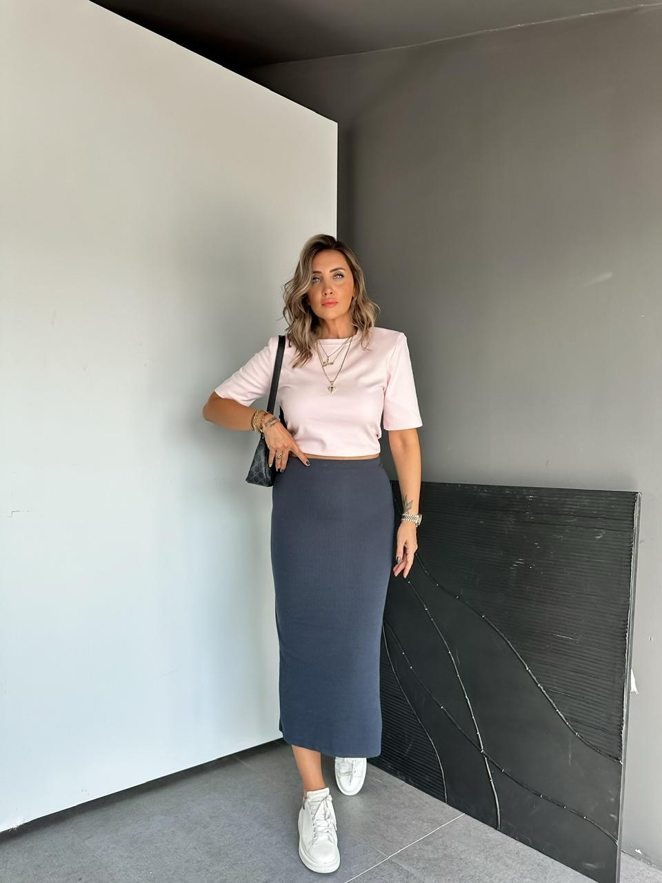 Antrasit Yırtmaçlı Kaşkorse Etek