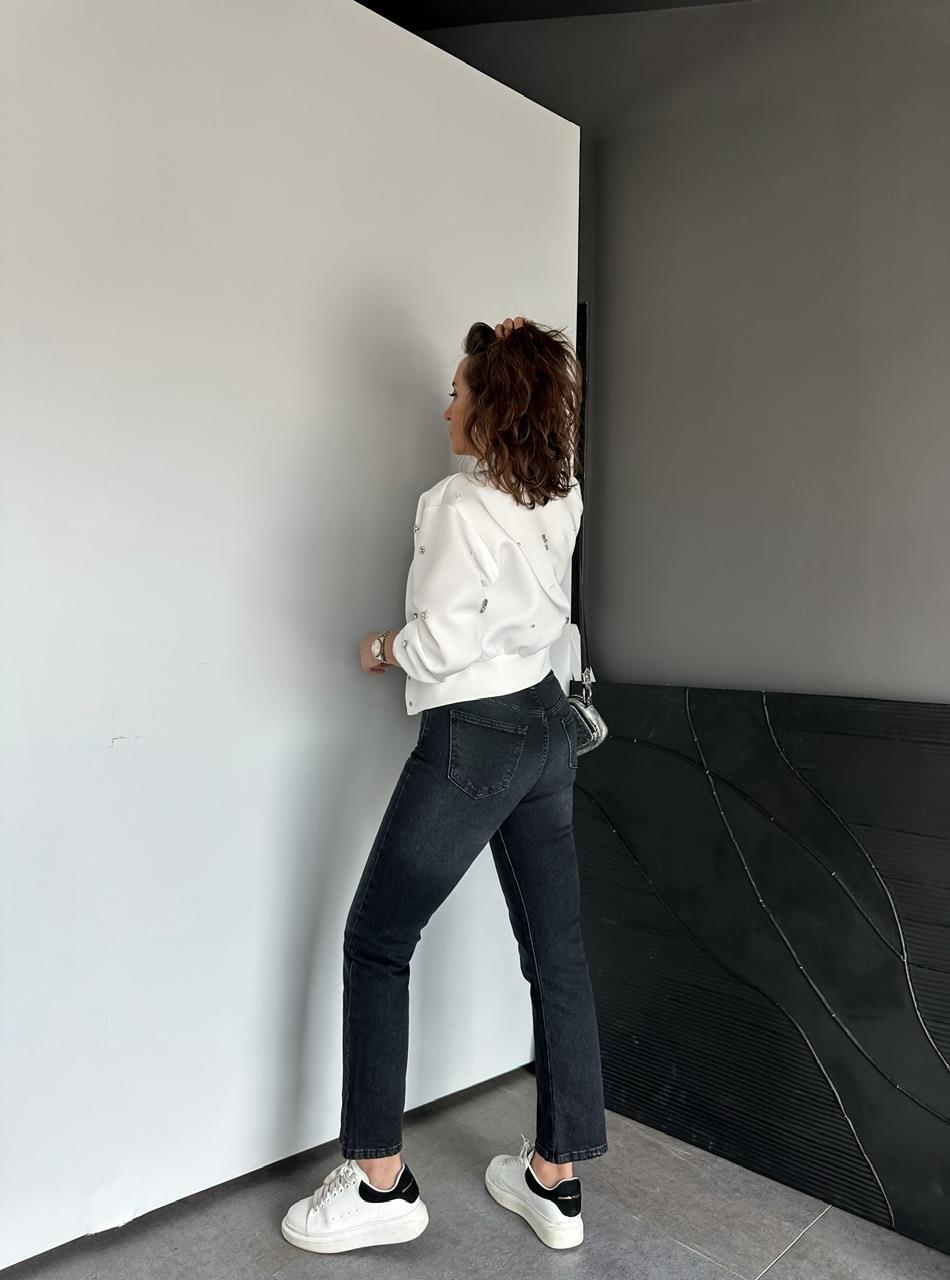 Antrasit Zincir Aksesuarlı Jean
