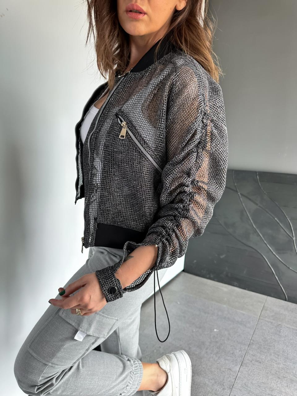 Antrasit Zipper File Ceket