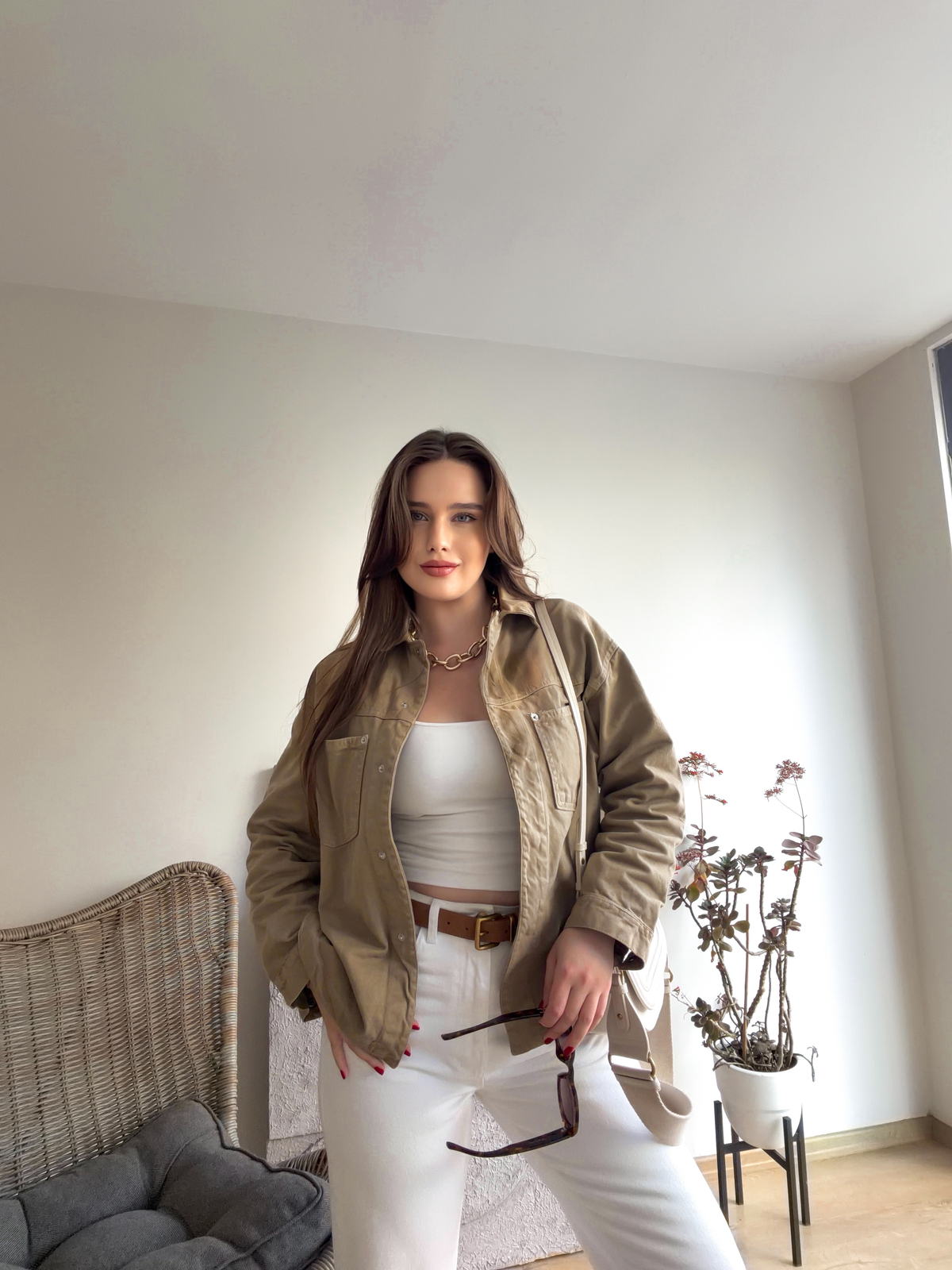 Bej Cepli Gabardin Ceket