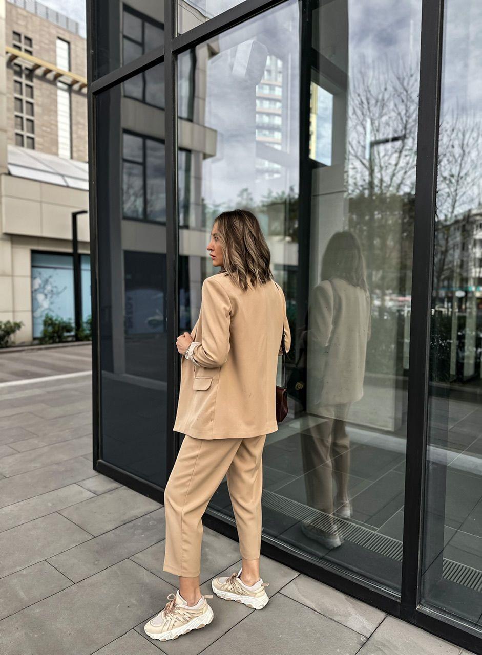 Bej Kruvaze Blazer Ceket