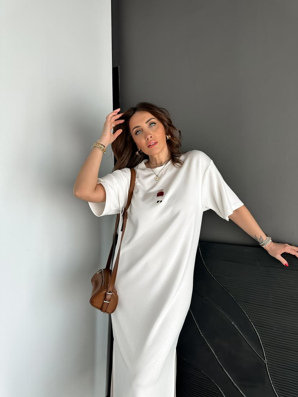 Beyaz Ayıcıklı Modal Basic Elbise