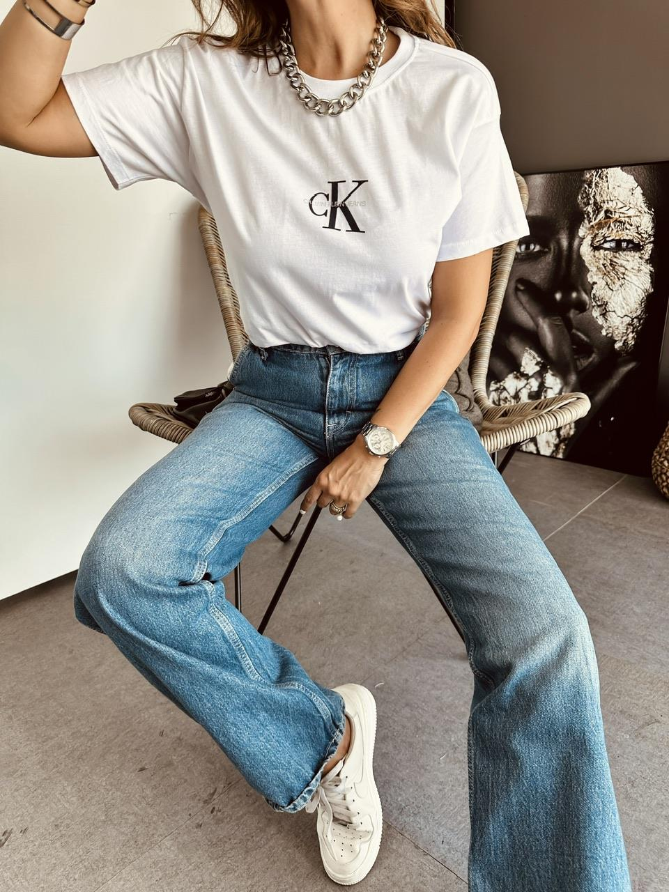 Beyaz Calvin Cotton Tshirt