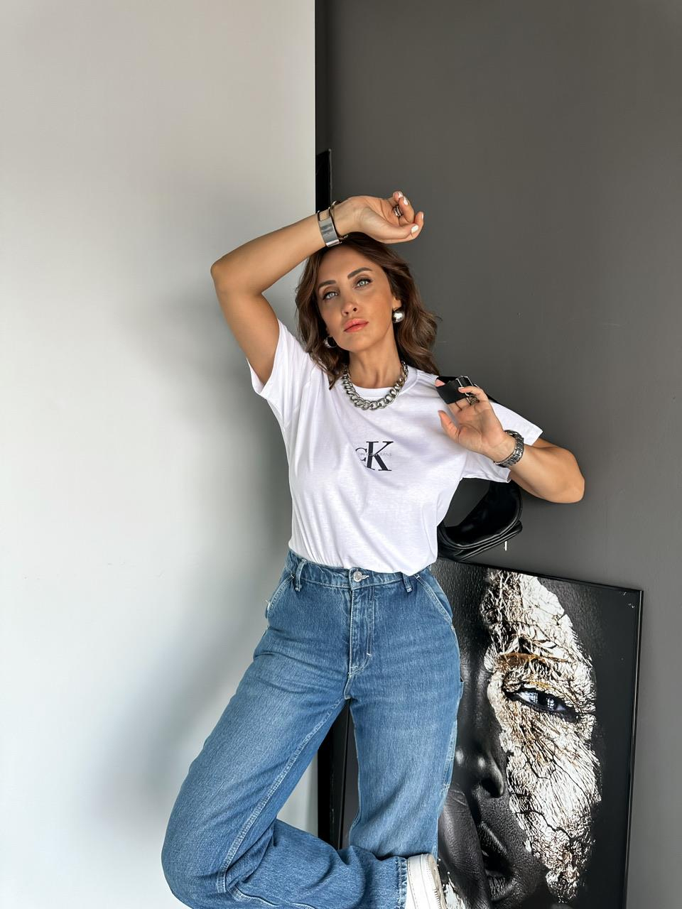 Beyaz Calvin Cotton Tshirt