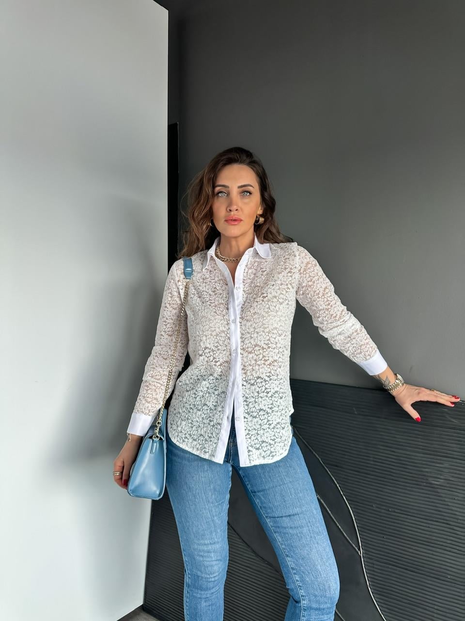 Beyaz Dantel Orijinal Gömlek