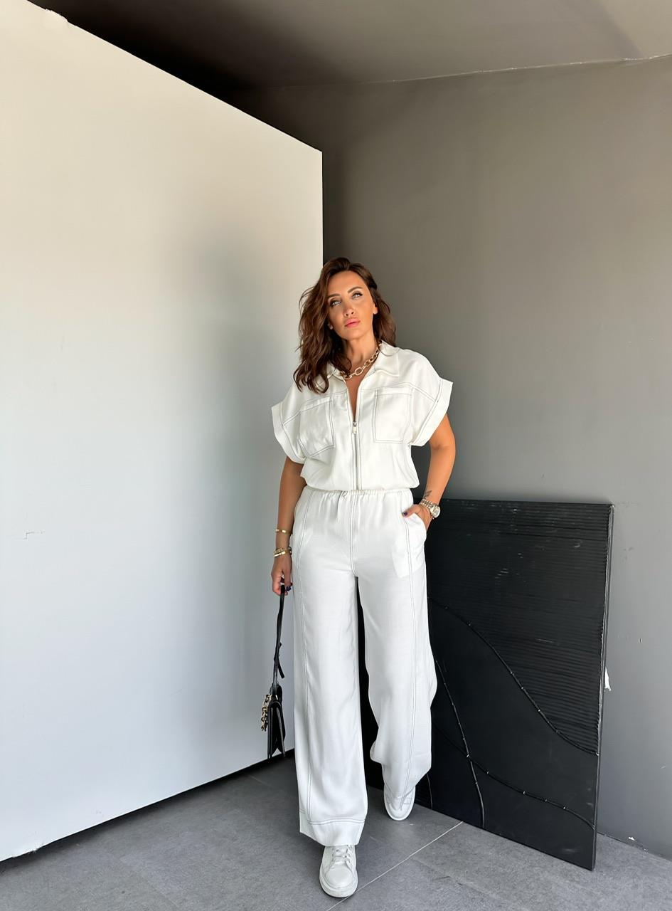 Beyaz Dikişli Premium Casual Takım