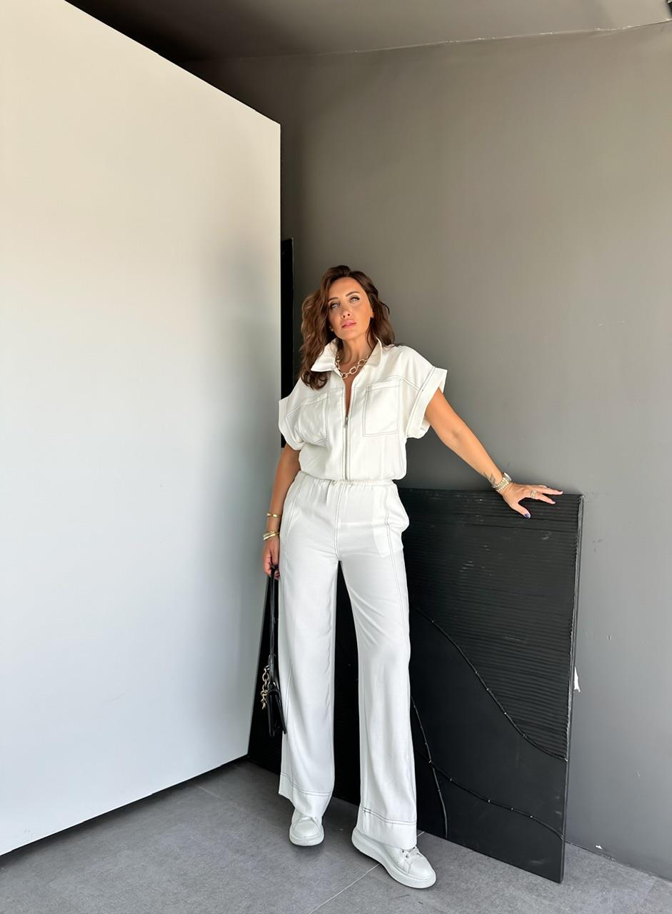 Beyaz Dikişli Premium Casual Takım